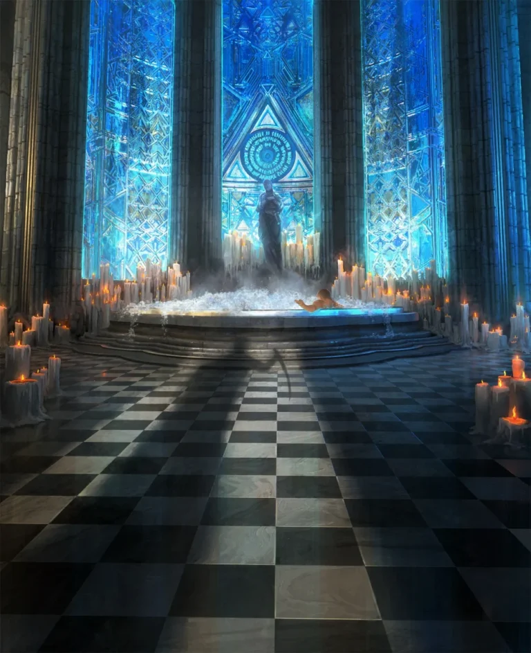 Hallowed Fountain (Ravnica Clue Edition) - art by Leon Tukker