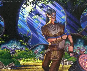 Rofellos, Llanowar Emissary (Urza's Destiny) - art by Michael Sutfin