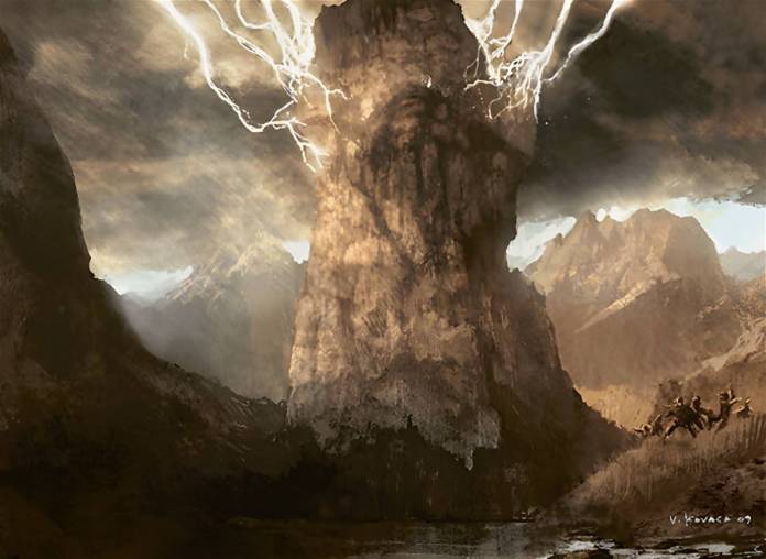 Burst Lightning (Zendikar) - art by Vance Kovacs