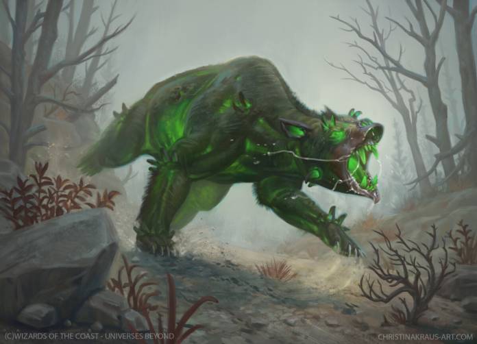 Rampaging Yao Guai (Fallout) - art by Christina Kraus