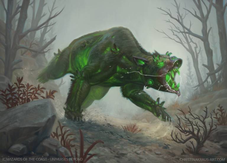 Rampaging Yao Guai (Fallout) - art by Christina Kraus