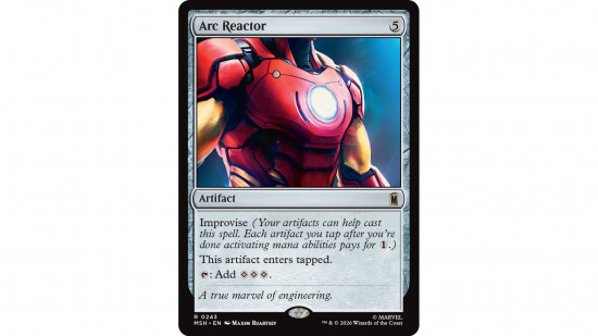 Iron Man en MTG: el nuevo comandante definitivo de equipos azul‑rojo. 4 magic the gathering marvel iron man arc reactor 550x309