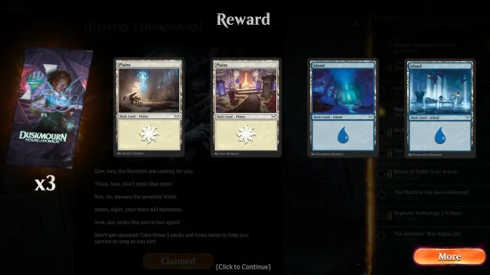 mtg arena codes rewards screen 550x309