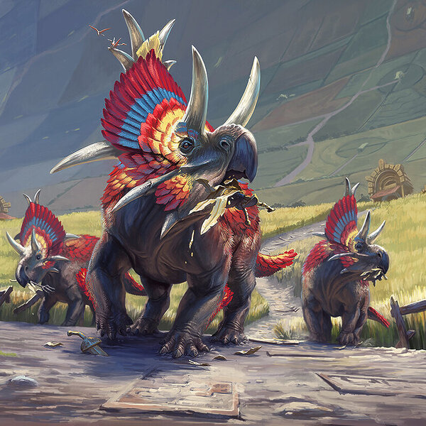 Bronzebeak Foragers (Lost Caverns of Ixalan Commander Decks) art by Brian Valeza