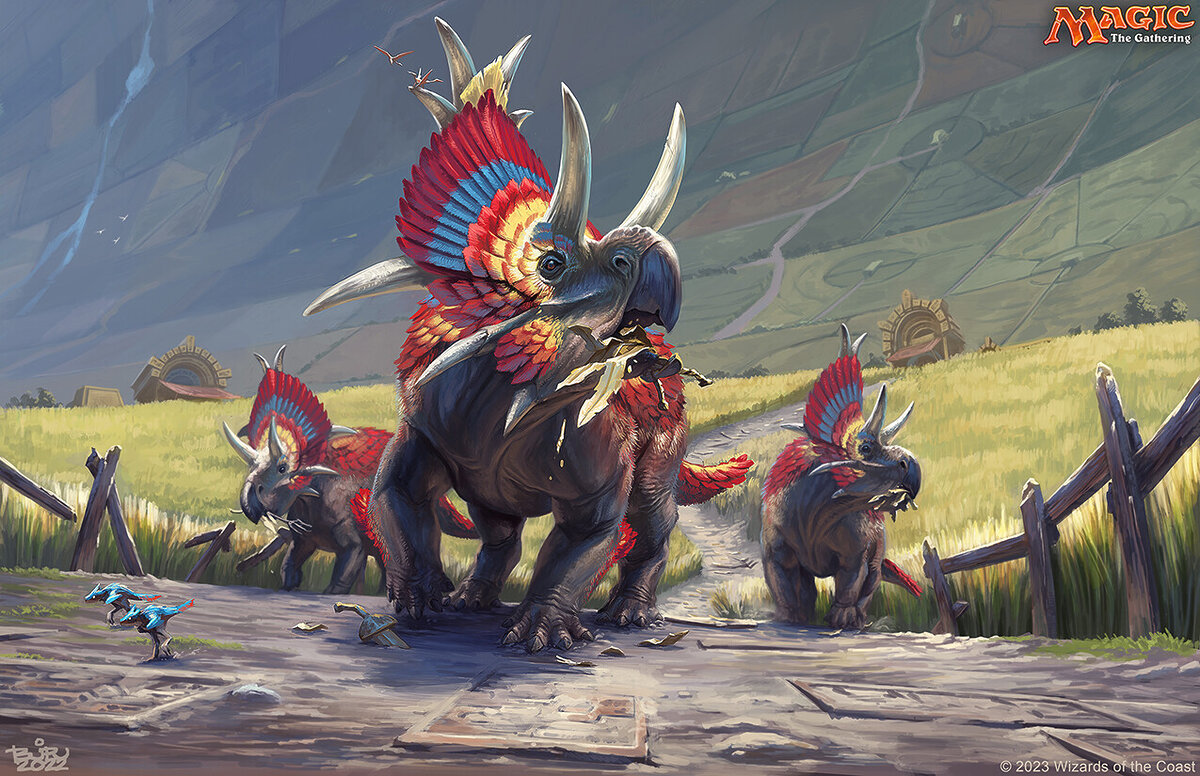 Bronzebeak Foragers (Lost Caverns of Ixalan Commander Decks) art by Brian Valeza